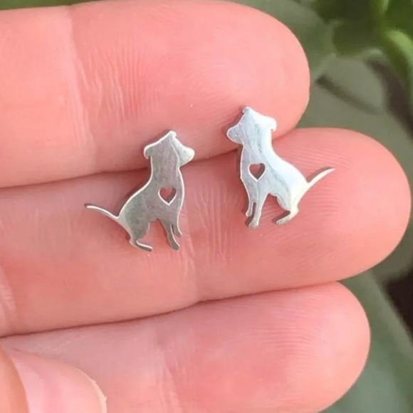 Brand new stainless steel tiny and cute puppy stud earrings - Picture 3 of 3